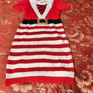 No Boundaries Red and White Fuzzy Sweater